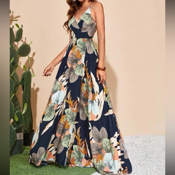 Boho tropical floral print cami maxi dress - Picture 5 of 5